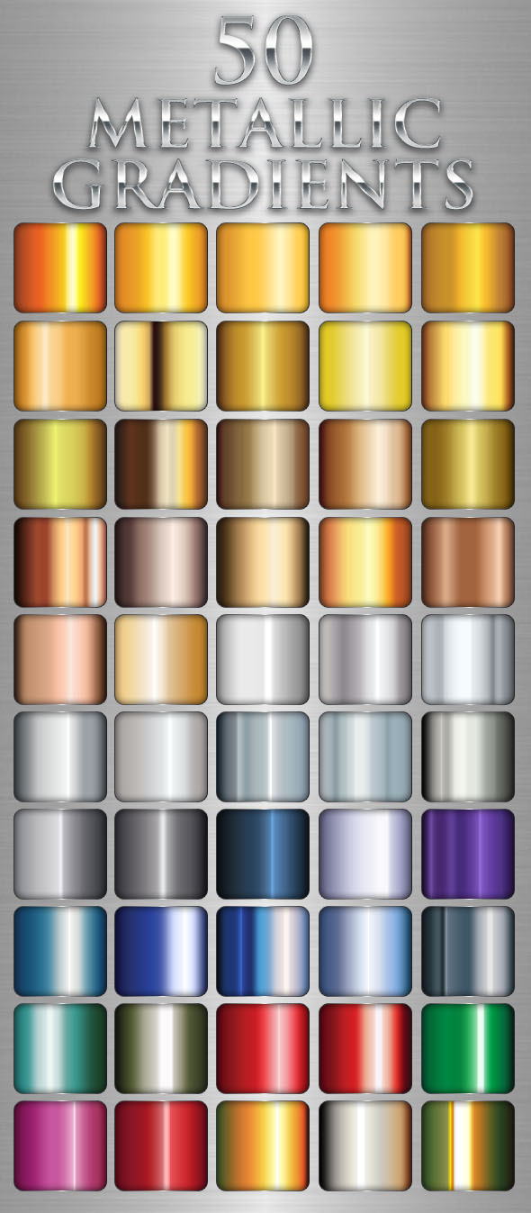 50 Metallic Gradients by VillageGraphics GraphicRiver